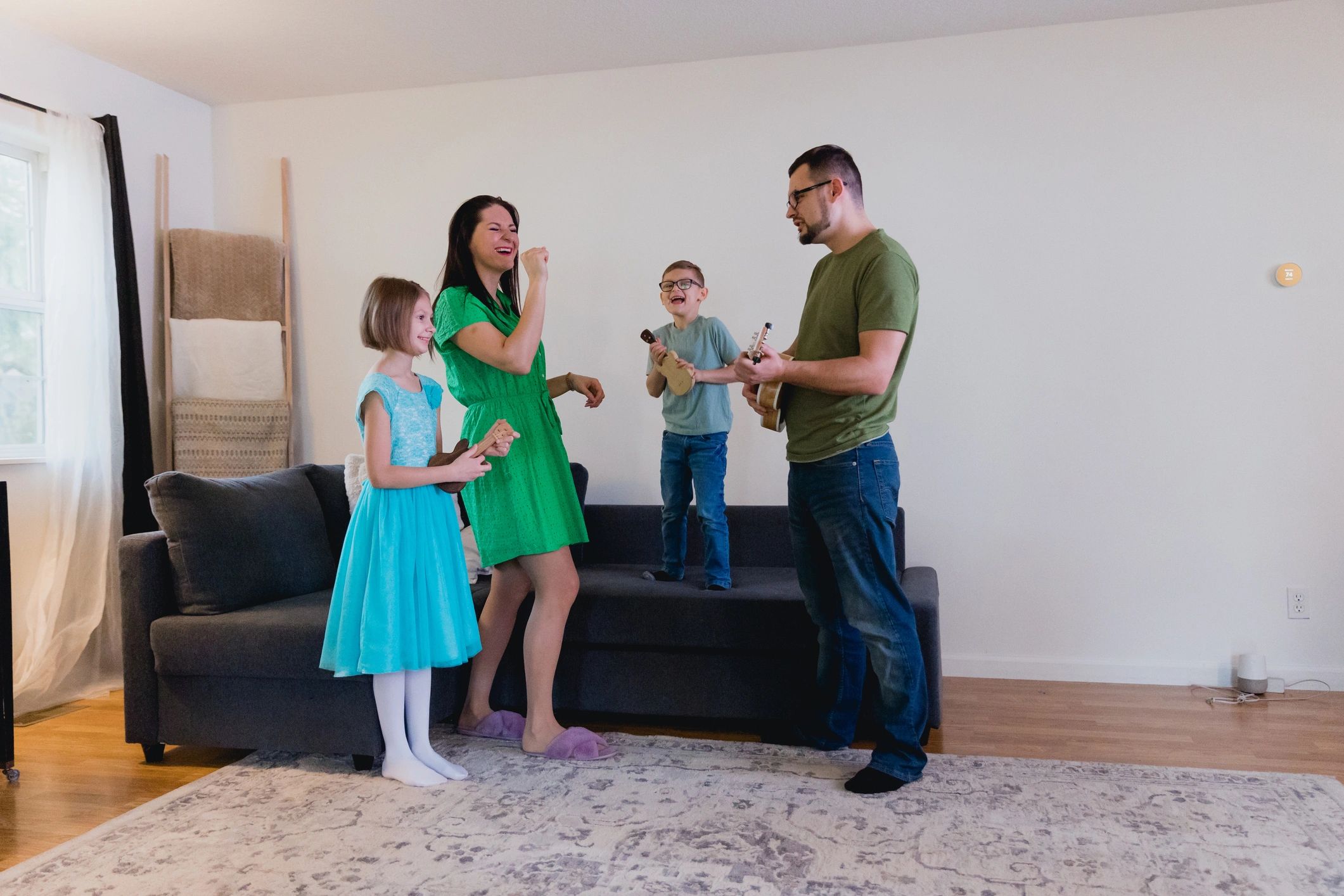 Family preparing for a home move with boxes